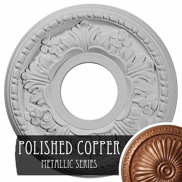 Ekena Millwork Helene Ceiling Medallion (Fits Canopies up to 5 1/4"), 11 7/8"OD x 3 5/8"ID x 7/8"P, Polished Copper CM11HEPOS - main